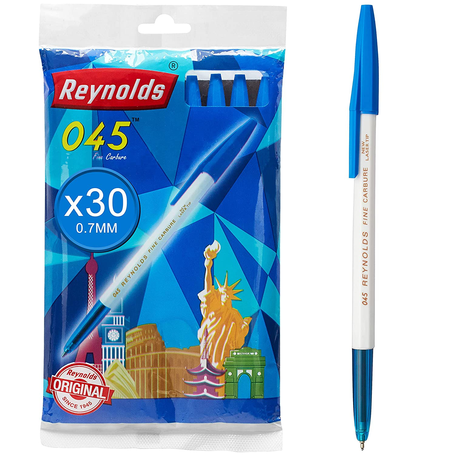 Reynolds Ball Pen I Lightweight Ball Pen With Comfortable Grip for Extra Smooth Writing I School and Office Stationery | 045 30 CT PACK BLUE PACK