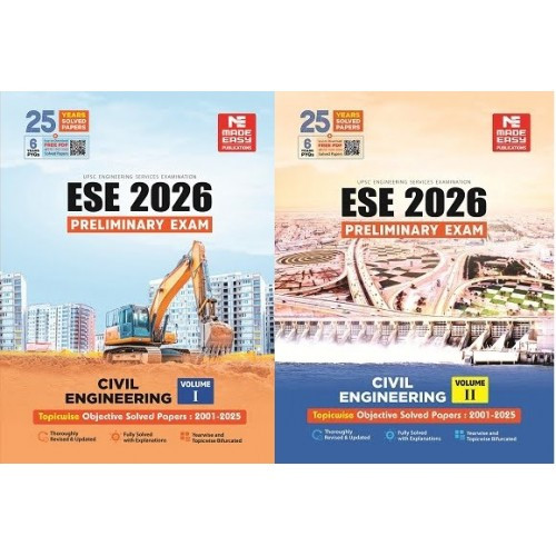 ESE 2026: Preliminary Exam: Civil Engineering Objective Solved Paper Vol-1& 2 MADE EASY