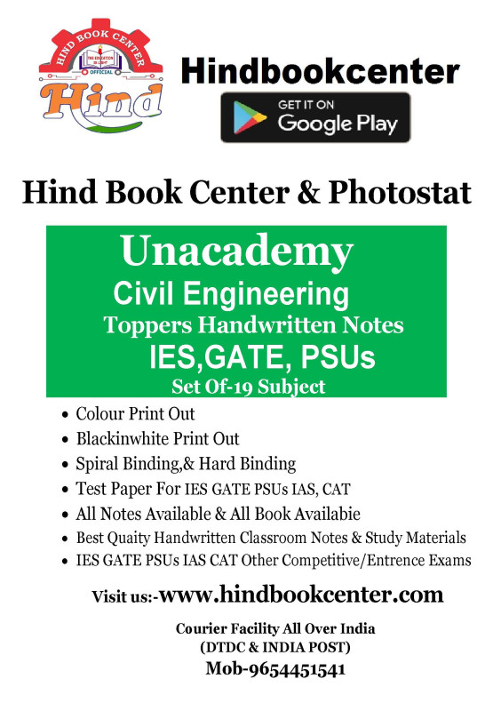 Civil Engineering : HandWritten Notes For ESE/GATE/PSUs Technical Set Of Books 19 Subjects Unacademy By-Jaspal Sir