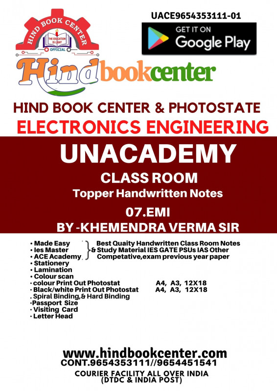 Unacademy Handwritten Notes EMI Written By-Khemendra Verma Siremendra Verma Sir ELECTRONICS