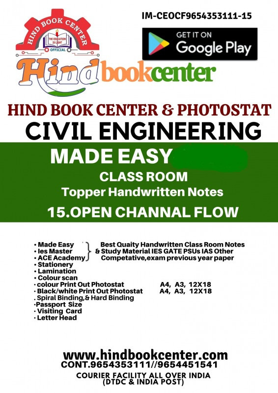 Open Channal Flow Civil Engineering Handwritten Notes [IES] [GATE] [PSU] Ies Master