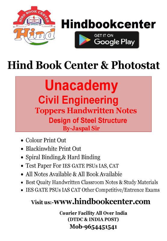 Design of Steel Structure By-Jaspal Sir Unacademy Handwritten Notes Civil Engineering
