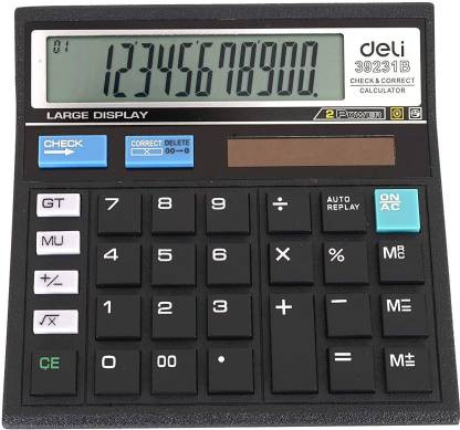 Deli W39231B Calculator, Electronic Desktop Calculator, 12 Digit Large LCD Display, 120 Step Check, Handheld Calculator for Daily and Basic Office Use, Black Basic Calculator  (12 Digit)