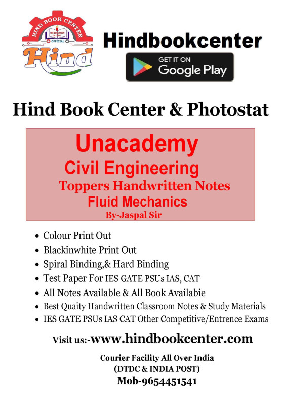 FLUID MECHANICS Written By-Jaspal Sir Unacademy Handwritten Notes Civil Engineering