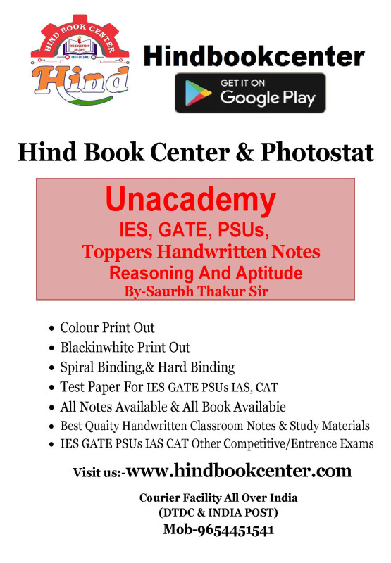 Reasoning And Aptitude Written By-Saurbh Thakur Sir Unacademy Handwritten Notes  IES, GATE, PSUs,