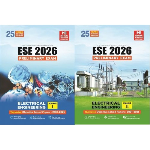 ESE 2026: Preliminary Exam: Electrical Engineering Objective Solved Paper Vol-1& 2 MADE EASY