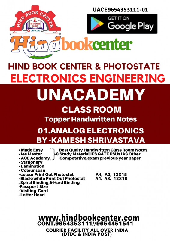 Unacademy Handwritten Notes Analog Electronics Written By-Kamesh Shrivastava ELECTRONICS