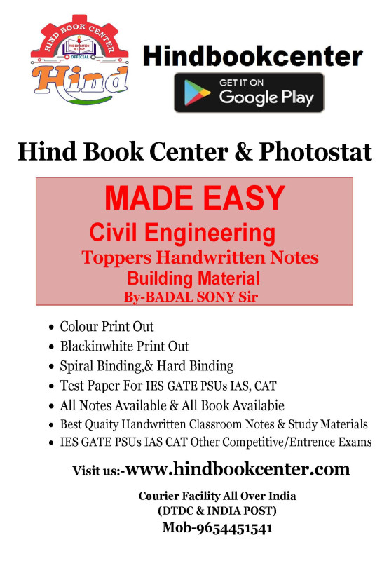 Civil Engineering Handwritten Notes Building Material By-BADAL SONY Sir ( Made Easy )