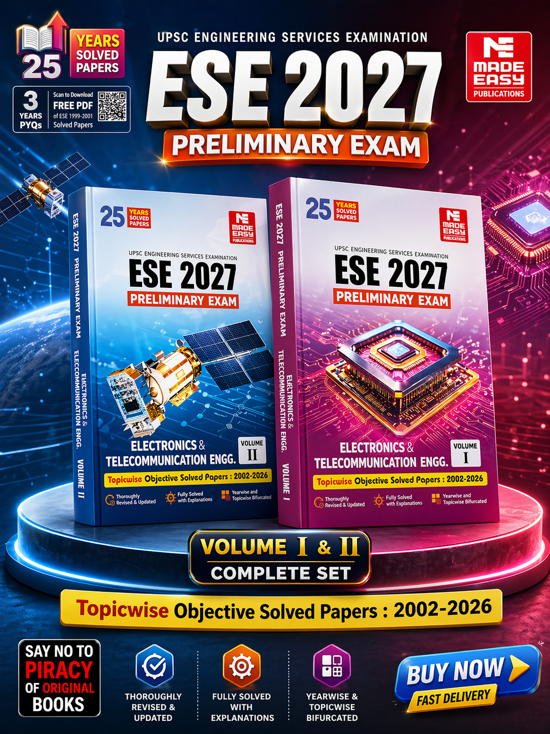 ESE 2027 Preliminary Exam Electronics and Telecom Engineering Objective Solved Paper Vol-1& 2 MADE EASY