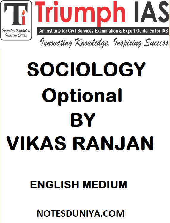VIKASH RANJAN SOCIOLOGY OPTIONAL PRINTED NOTES ENGLISH MEDIUM 2021