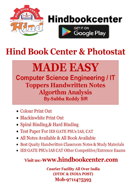 Algorthm Analysis By-Subba Reddy Sir : Computer Science Handwritten Notes Made Easy