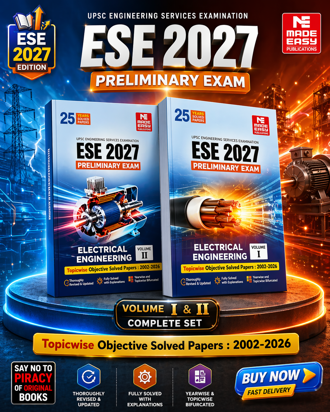 ESE 2027 Preliminary Exam Electrical Engineering Objective Solved Paper Vol-1& 2 MADE EASY