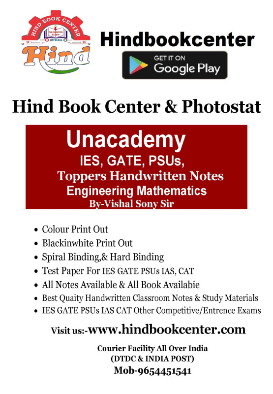 Engineering Mathematics Written By-Vishal Sony Unacademy Handwritten Notes IES, GATE, PSUs,