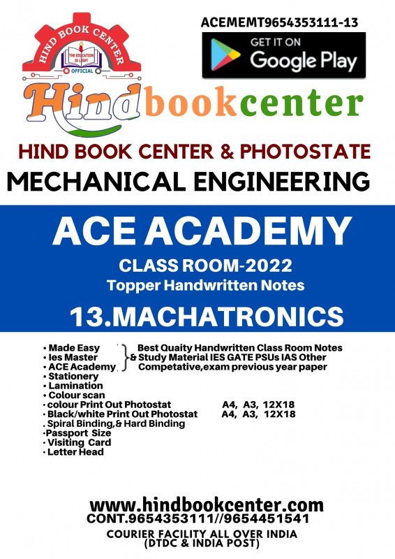 Mechanical Engineering Handwritten Notes : Mecatronics ACE ACADEMY