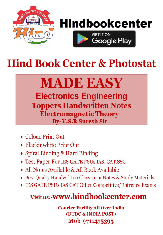 Electromagnetic Theory Handwritten Notes By- V.S.R Suresh Sir Electronics Engineering Made Easy