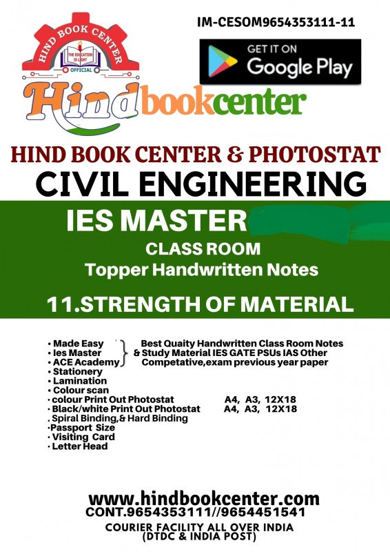 Strength Of Materials Civil Engineering Handwritten Notes [IES] [GATE] [PSU] By Ies Master