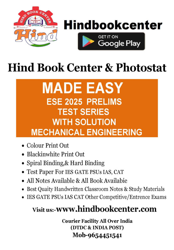 IES PRELIMS TEST SERIES 2025 : MECHANICAL ENGINEERING Tech + Non-tech Subjectwise & Full syllabus With Solution ) MADE EASY