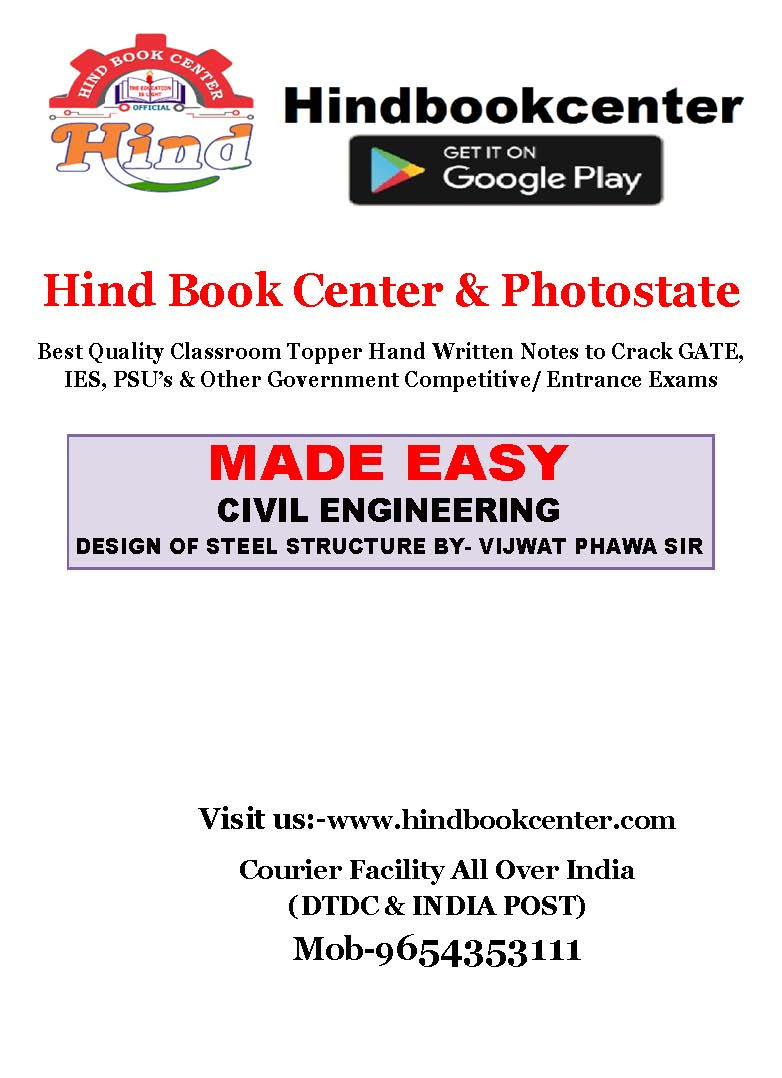 Steel Structure Civil Engineering Handwritten Notes By-VIJWAT PHAWA SIR MADE EASY ) Hind Book center