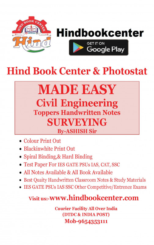 Surveying Civil Engineering Handwritten Notes : ( By-Aashish Sir Made Easy )