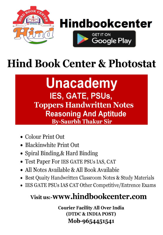 Reasoning And Aptitude Written By-Saurbh Thakur Sir Unacademy Handwritten Notes  IES, GATE, PSUs,