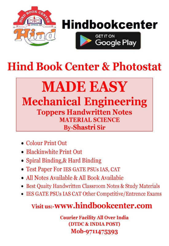 Material Science (By- Shastri Sir Mechanical Engineering Handwritten Notes Made Easy