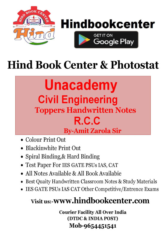 R.C.C By-Amit Zarola Sir Unacademy Handwritten Notes Civil Engineering