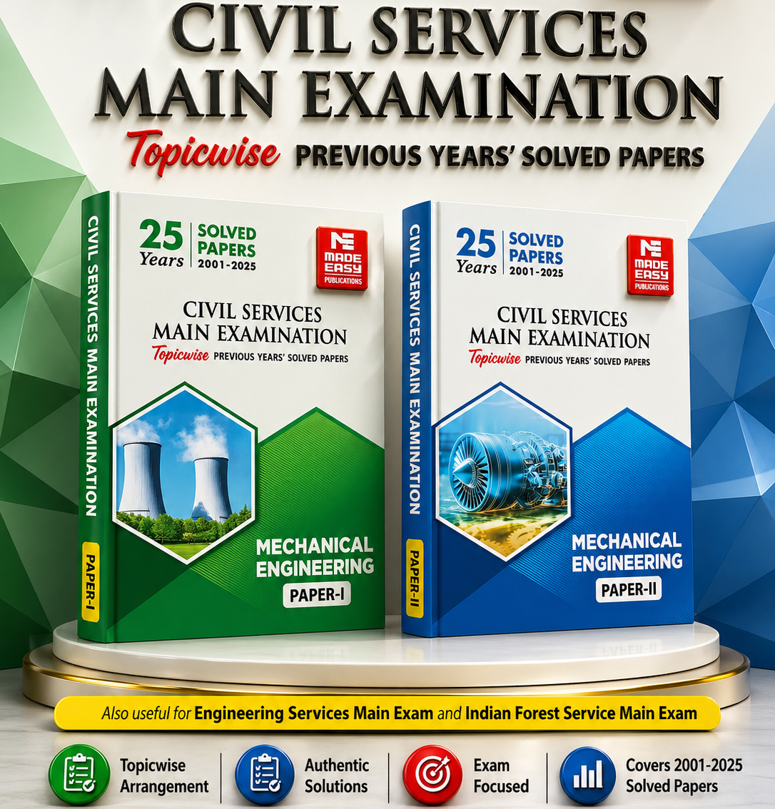 Civil Services Main Examination Mechanical Engineering (Paper-I) by MADE EASY CSE Mains 2026 Mechanical Engineering Solved Paper 1,2 MADE EASY