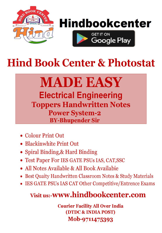 Electrical Engineering Handwritten Notes Power System-2 BY-Bhupender Sir Made Easy