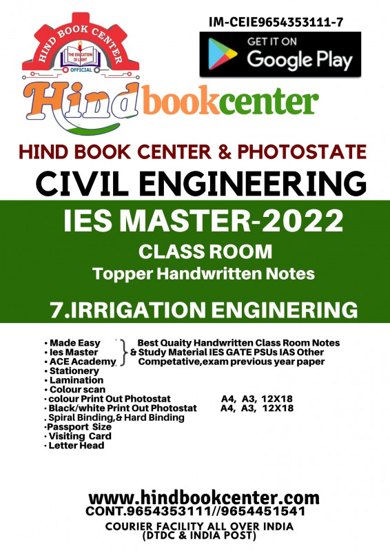 Irrigation Engineering Civil Engineering Handwritten Notes [IES] [GATE] [PSU] By Ies Master