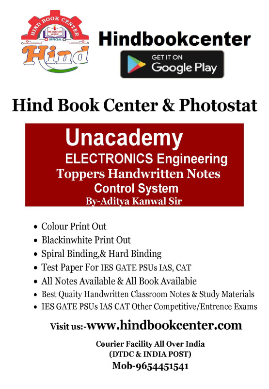Control System Written By-Aditya Kanwal Sir Unacademy Handwritten Notes Electronics Engineering