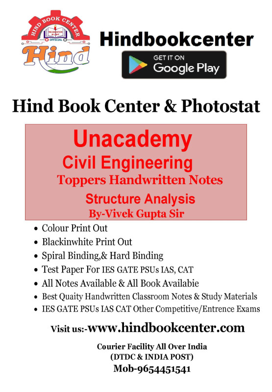 Structure Analysis By-Vivek Gupta Sir Unacademy Handwritten Notes Civil Engineering