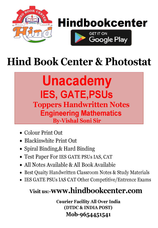 Engineering Mathematics Written By-Vishal Sony Unacademy Handwritten Notes IES, GATE, PSUs,