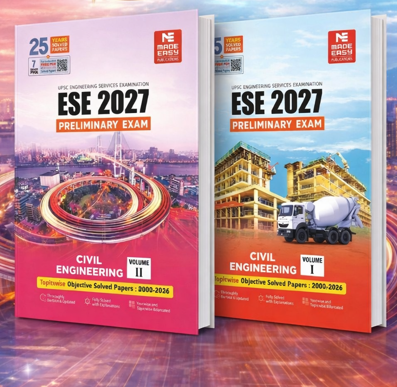 ESE 2027 Preliminary Exam: Civil Engineering Objective Solved Paper Vol-1 & 2 MADE EASY