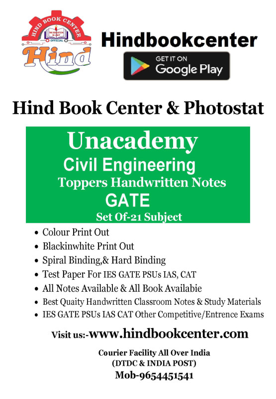 Civil Engineering : Hand Written Notes ( For GATE Set Of Books 21 Subjects Unacademy By-Jaspal Sir