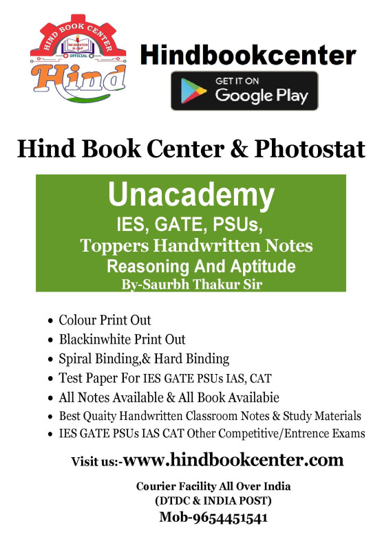 Reasoning And Aptitude Written By-Saurbh Thakur Sir Unacademy Handwritten Notes  IES, GATE, PSUs,