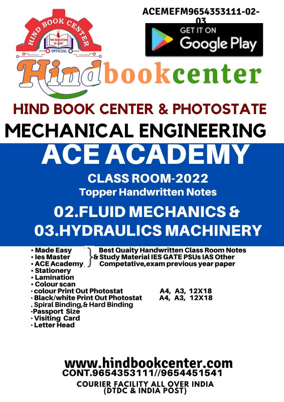 Mechanical Engineering Handwritten Notes : Fluid Mechanics Ace Academy